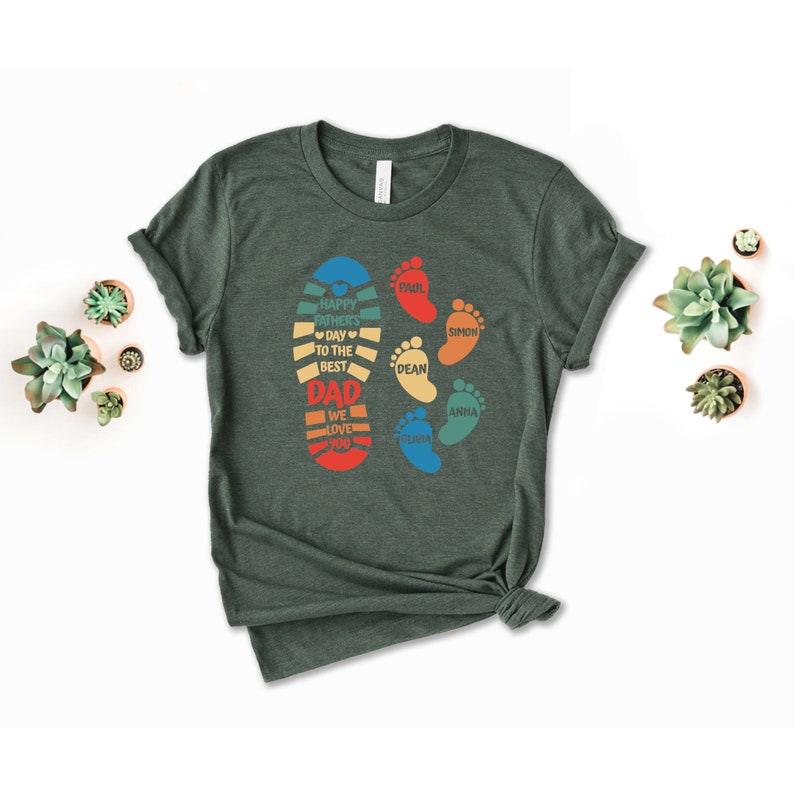 Personalized Dad And Kids Footprints Names Shirt, Dad and Kids Footprints Shirt