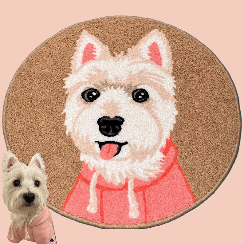 Custom Pet Portrait Rug - Personalized Cartoon Pet Rug