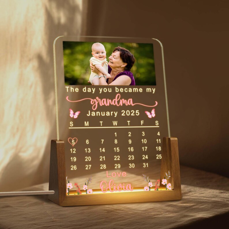 Custom Photo The Day You Became My Grandma Night Light, Mother's Day Gift