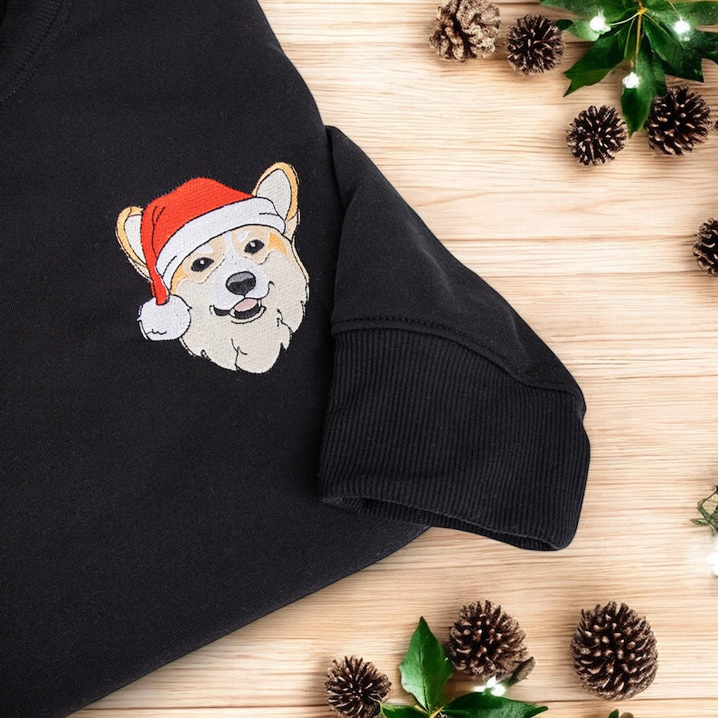 Custom Christmas Dog Sweatshirt Embroidered Dog Sweatshirt Christmas Dog Sweatshirt Pet Lover