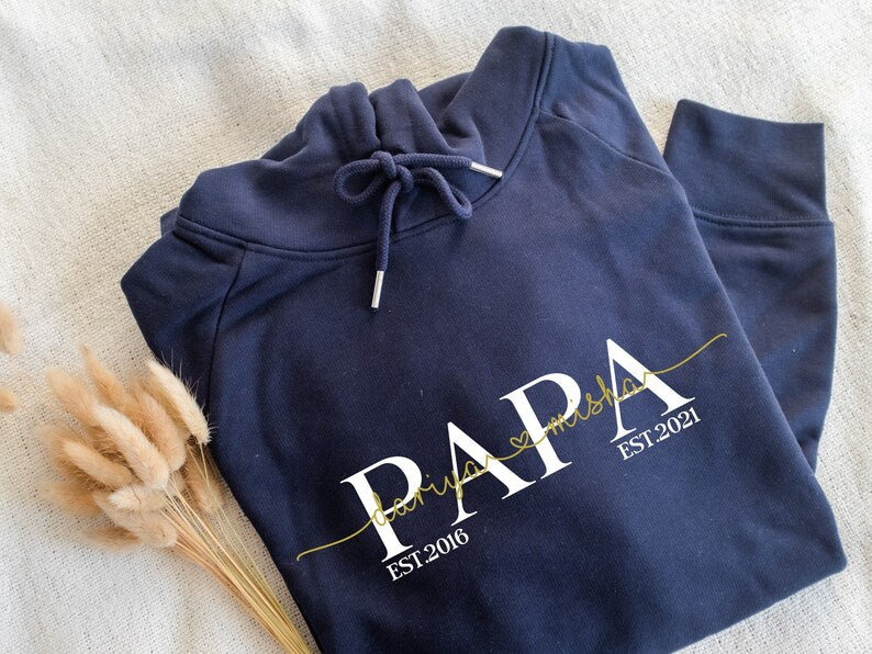 Personalized Papa sweatshirt, Sweatshirt with child's name, Gift For Dad