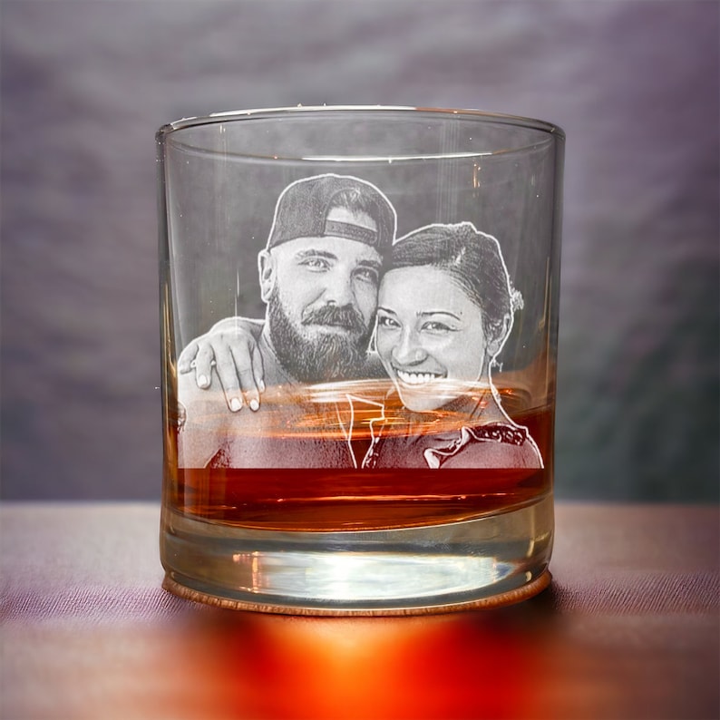 Engraved Personalized Famliy Photo Whiskey Glass