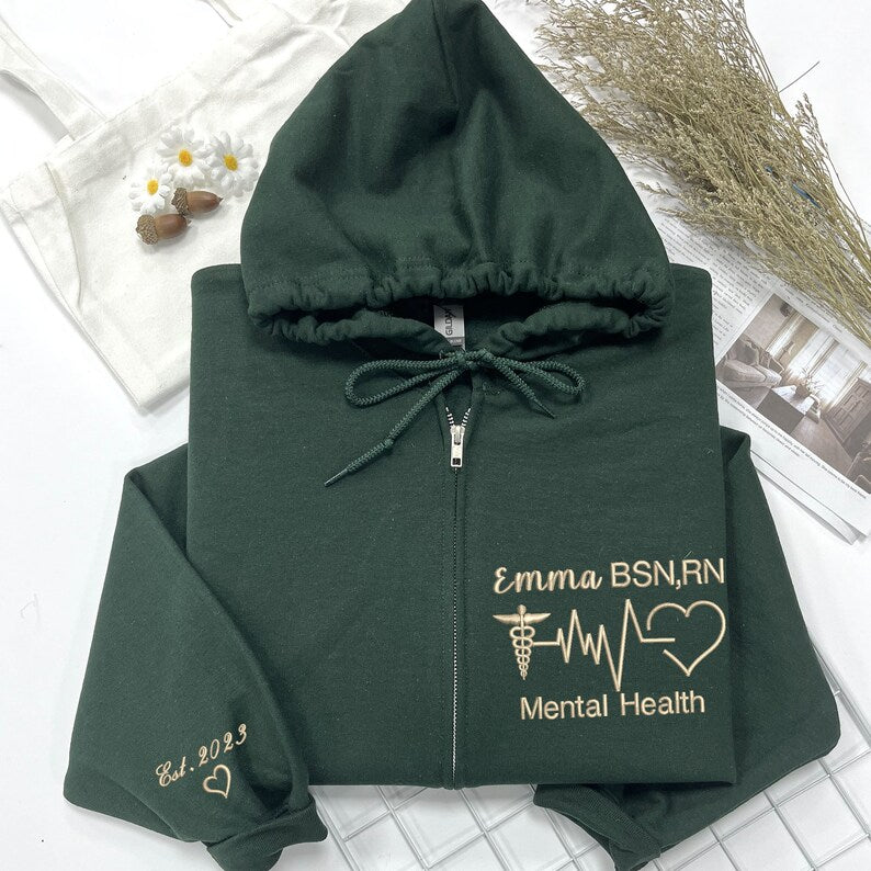 Personalized Embroidered Physician Assistant Full Zip Nurse Sweatshirt