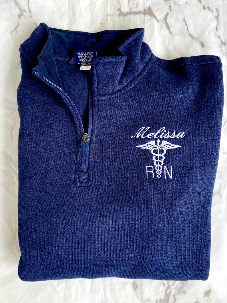 Personalized Medical Symbol Credentials Name Quarter Zip Pullover Sweatshirt