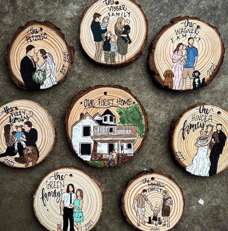 Personalized Family Portrait Christmas Ornament Gift