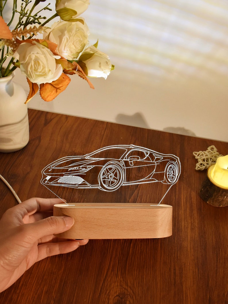 Engrave Sports 3D Photo Car Night Light