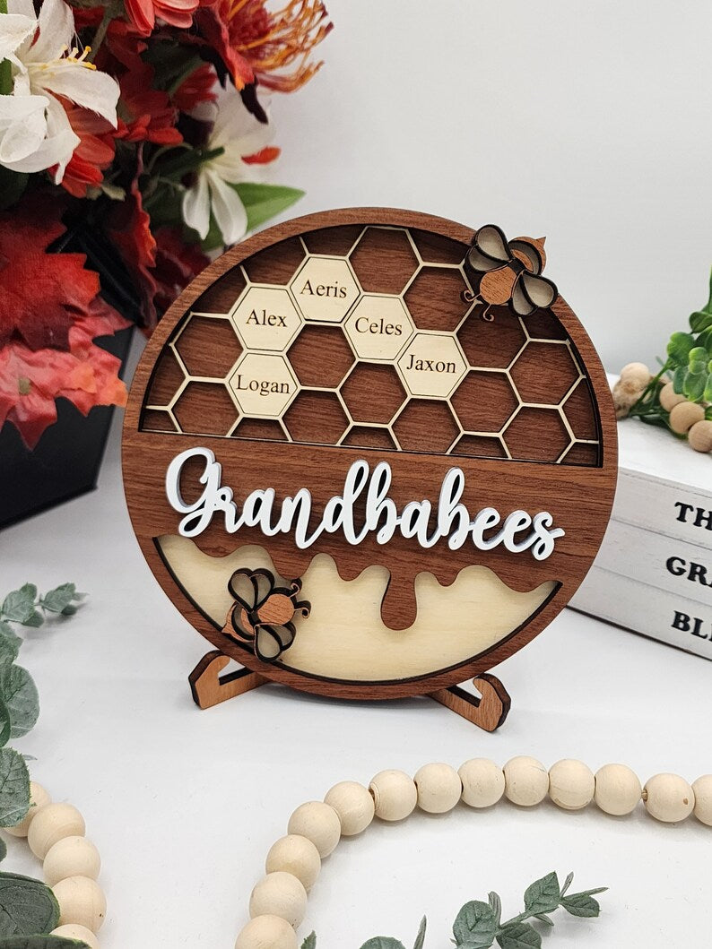 Personalized Bee Hive Family Tree Plaque Mothers Day Gift Grandparents Gift Home Decor