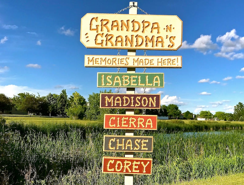 NANA PAPA GRANDPA Grandma Grandchildren Carved signs