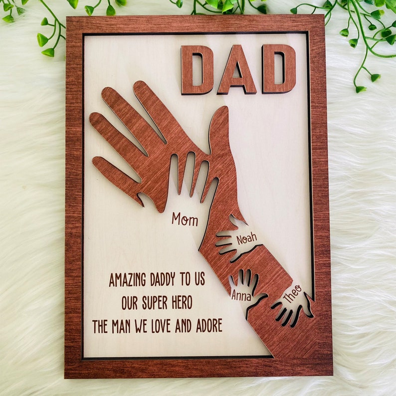 Personalized Strong Arms Fathers Day, Custom Grandpa Wooden Sign