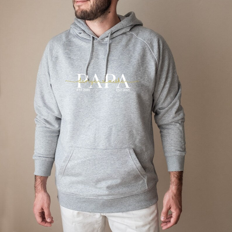 Personalized Papa sweatshirt, Sweatshirt with child's name, Gift For Dad