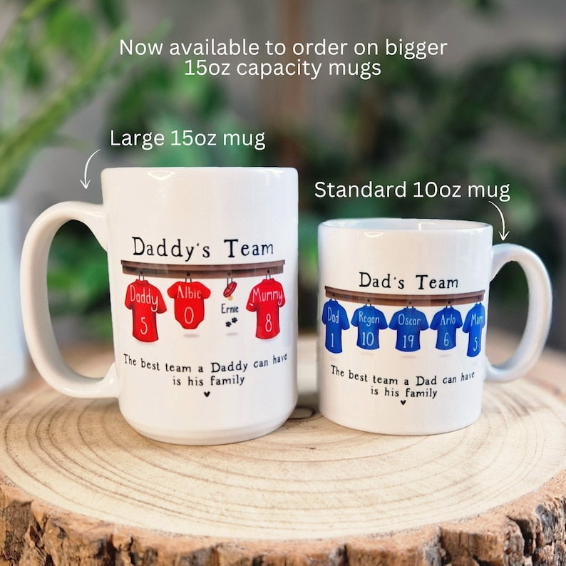 Personalised Mug for Him, Dads Football Team Mug, Birthday Gift for Daddy, Football Dad Gifts