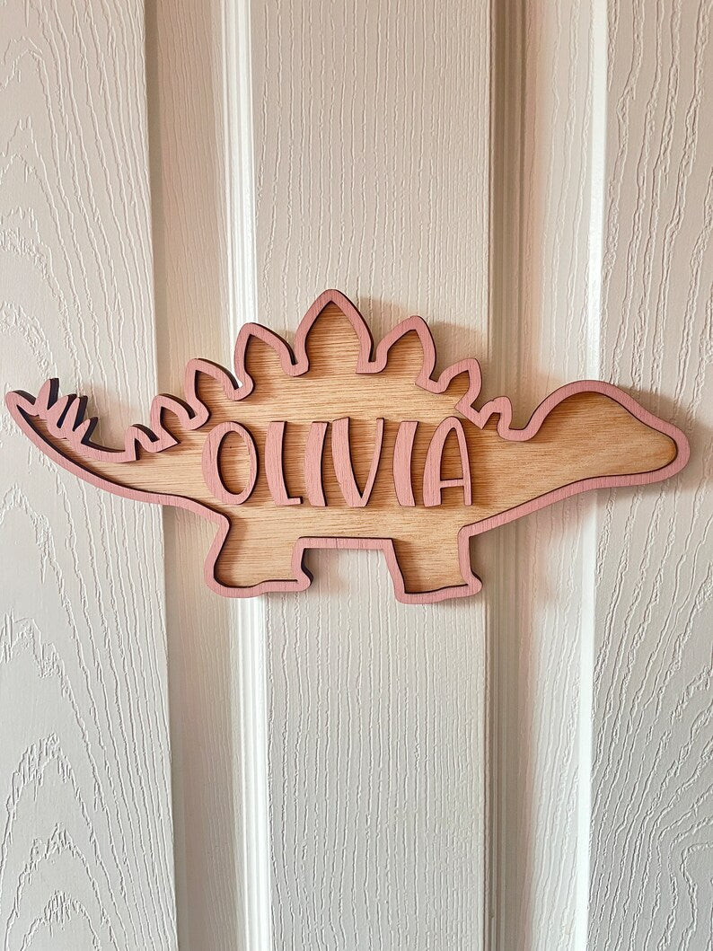 Personalised Dinosaur Door Sign Name Letter