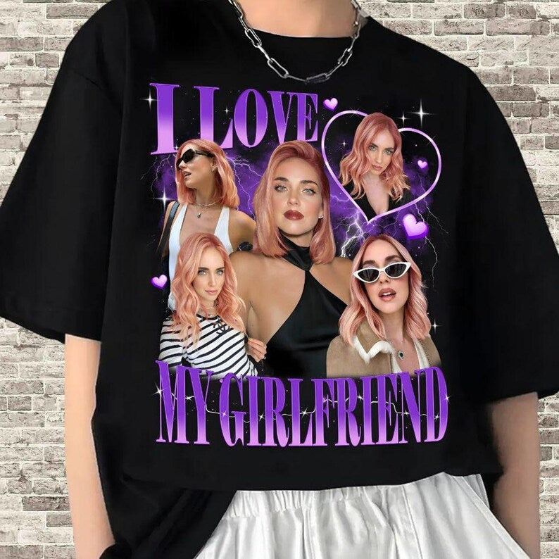 Custom Photo I Love My Boyfriend/Girlfriend Vintage Style Couple Dark Shirt