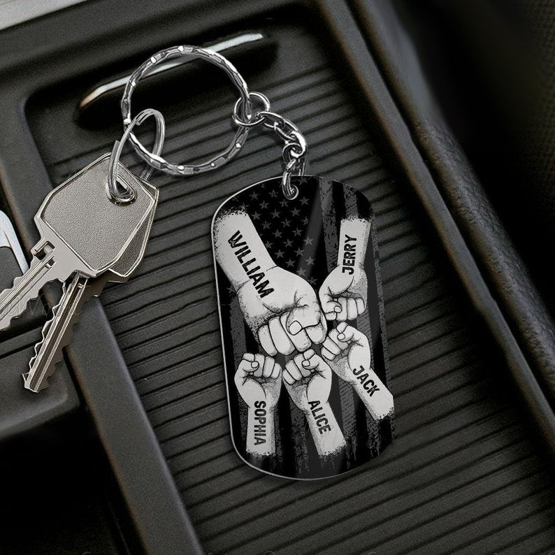 Personalized Drive Safe Daddy Key chain, Holding Dad's Hand Key chain