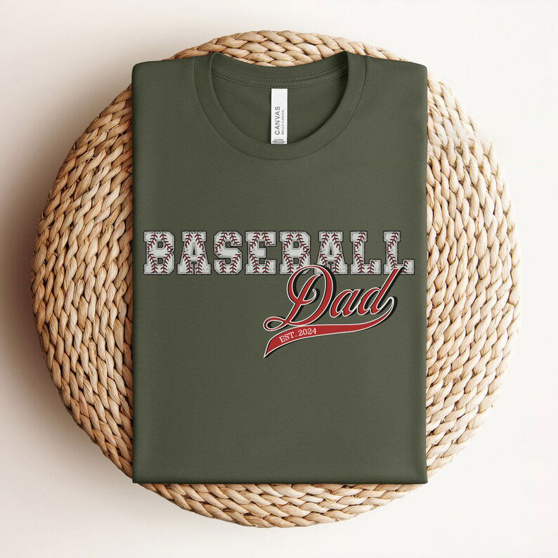 Baseball Dad T-shirt with personalized sleeve, Custom Baseball Dad shirt