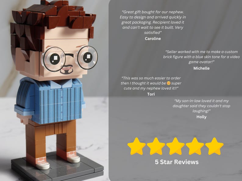 Personalized Brick Buddies Gift, Custom Brick Figure From Photo