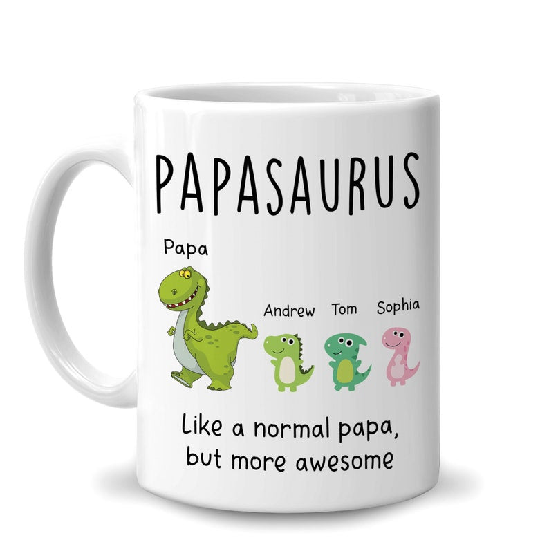 Personalized Papasaurus Mug, Father's Day Mug Gift, Mug for Dad