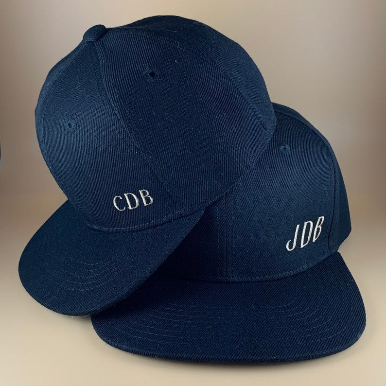 Matching Father/Son Flat-Billed Hats with Custom Initials Personalization (2 hats)【Free Shipping】