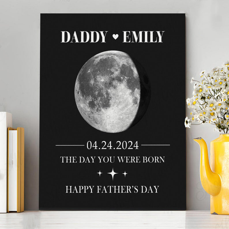 Custom Moon Phase by Date Wall Art Gift for New Dad