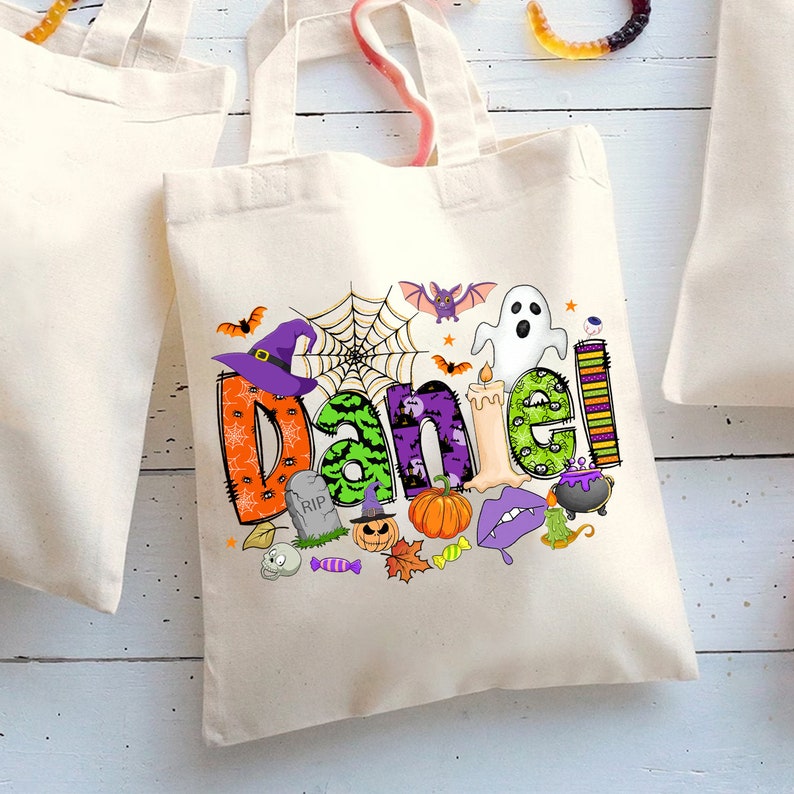 Customized Halloween Name Trick or Treat Bag, Halloween Treat Bags for Kids