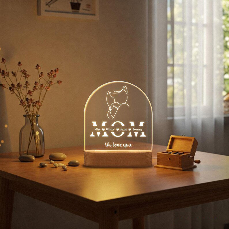 Custom Family Name Night Light for Mom,Gift for Mom