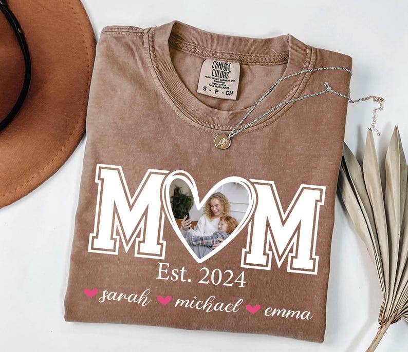 Custom Mom Photo Shirt with Kids Names