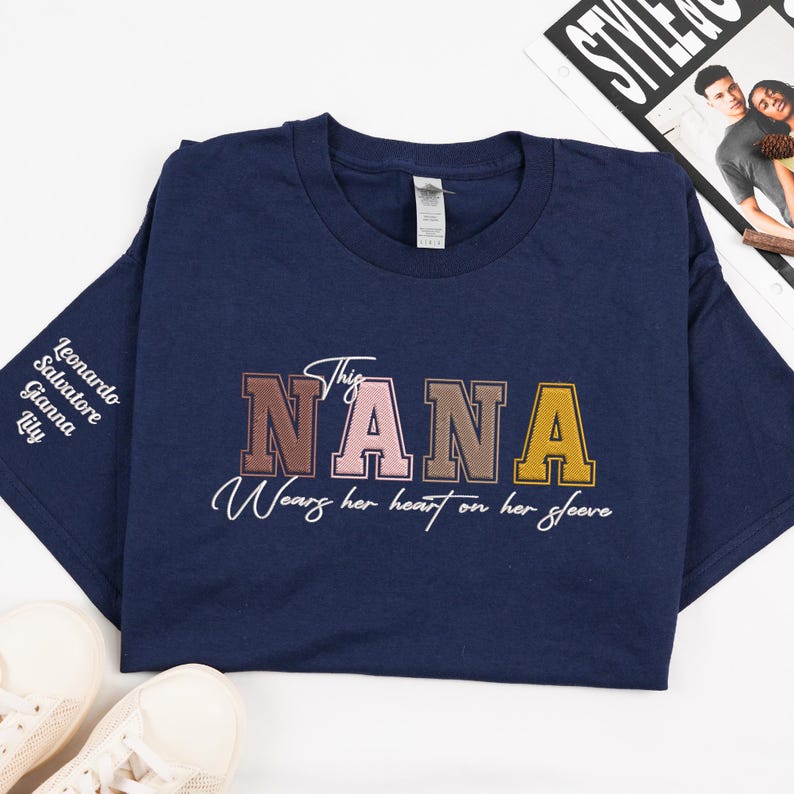 Custom This Nana Wears Her Heart On Her Sleeve Sweatshirt With Kids Names