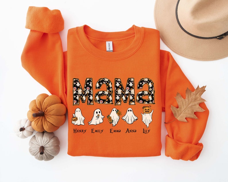 Personalized Halloween Mama Sweatshirt,Spooky Mama Shirt,Gift for Mom, Spooky Mom Sweatshirt