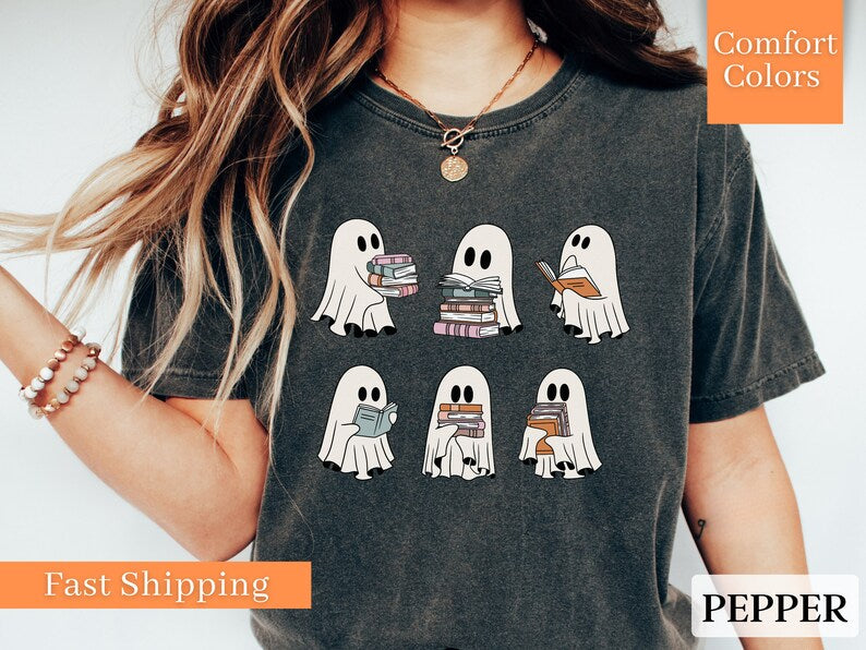 Teacher Halloween Shirts, Trick or Read, Halloween Ghost Shirts