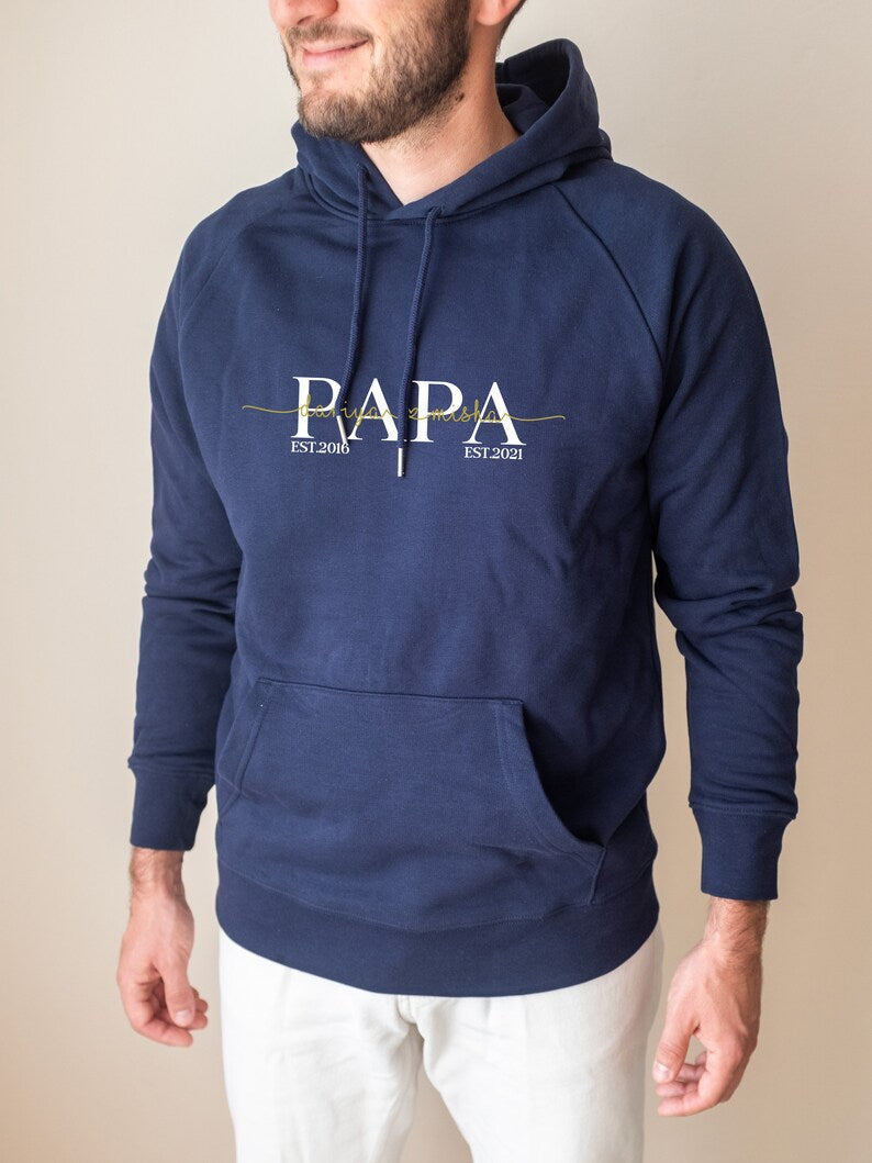 Personalized Papa sweatshirt, Sweatshirt with child's name, Gift For Dad