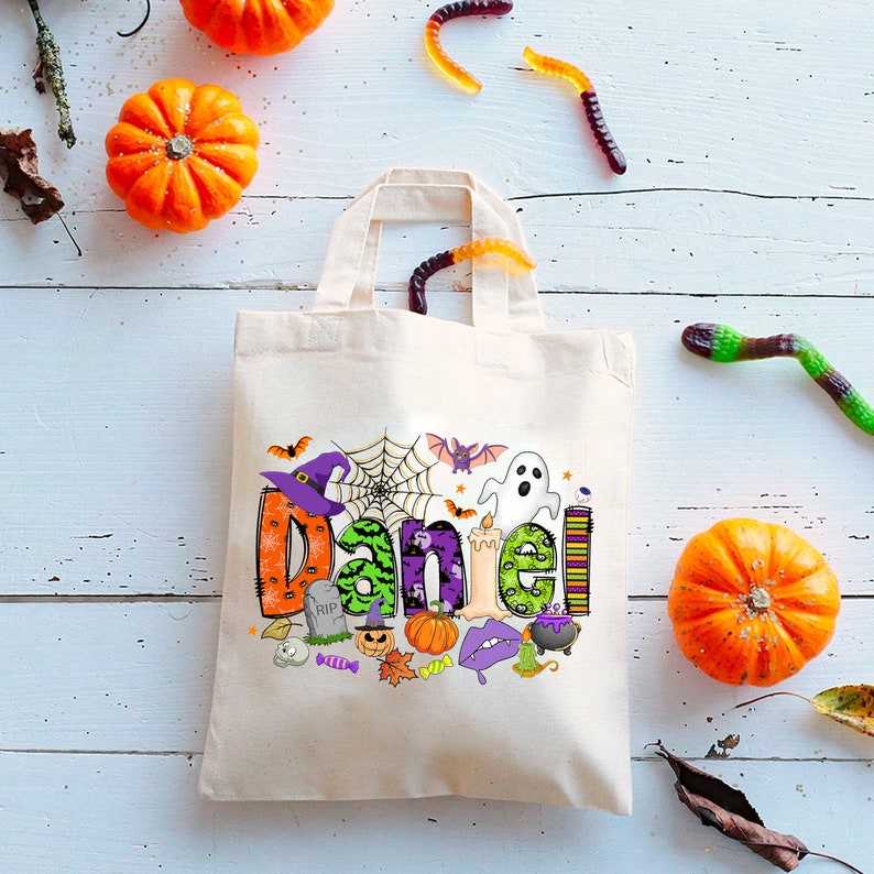 Customized Halloween Name Trick or Treat Bag, Halloween Treat Bags for Kids