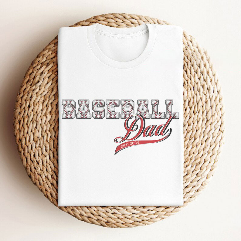 Baseball Dad T-shirt with personalized sleeve, Custom Baseball Dad shirt