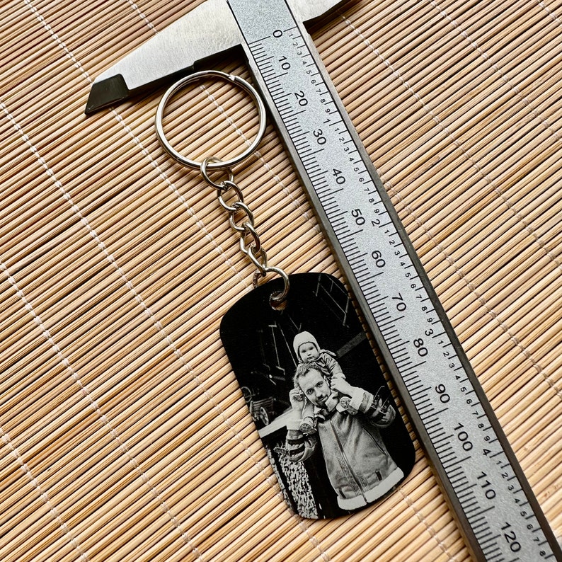 Custom Photo Key chain for Dad,Personalized Engraved Calendar Date Picture Key ring