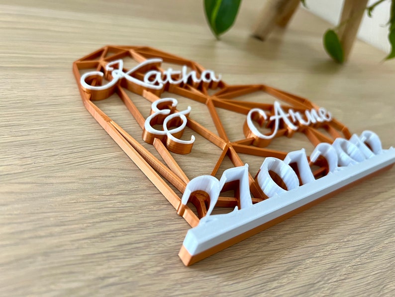 Personalized Metal Heart Wedding Gift With Name/Date