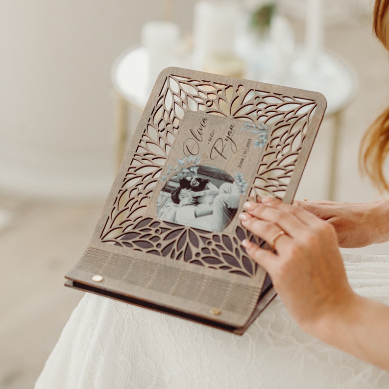 Personalized Wedding Guest Book, Wooden Anniversary Guest Book Memorial