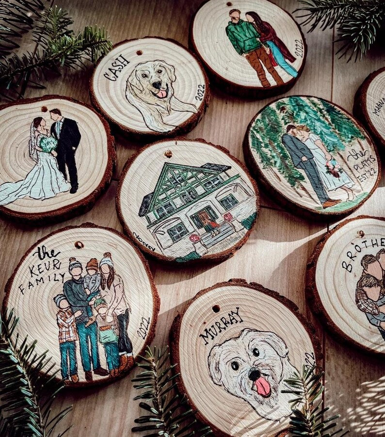 Personalized Family Portrait Christmas Ornament Gift