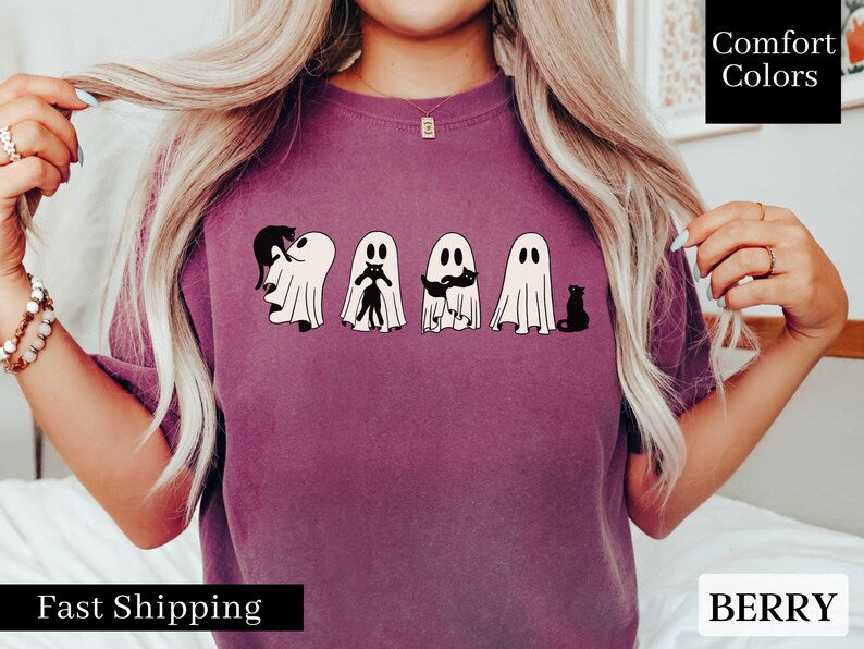 Comfort Colors Сute Ghost Cat Shirt, Ghost Cat t-shirt