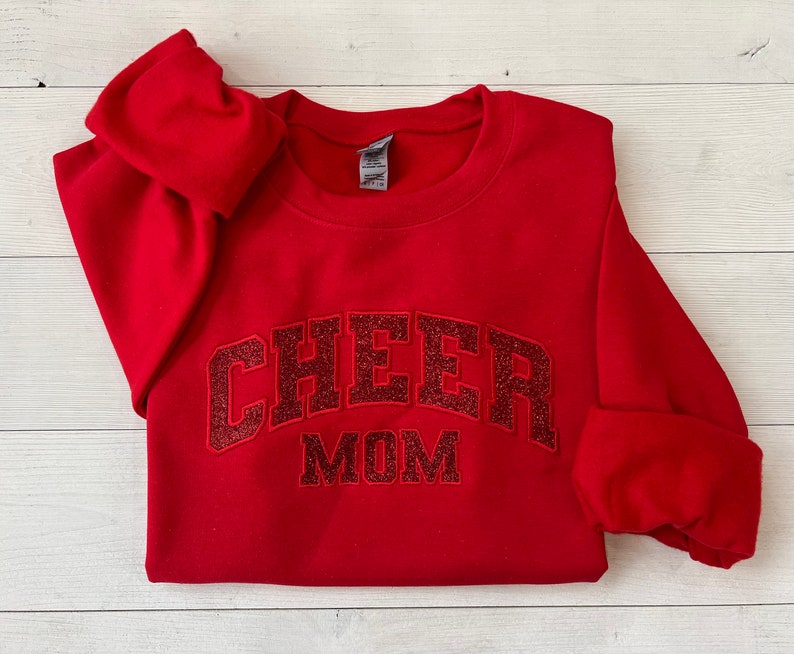 Custom Embroidered Glitter Cheer Mom Shirt