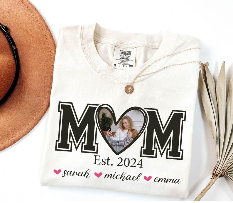 Custom Mom Photo Shirt with Kids Names