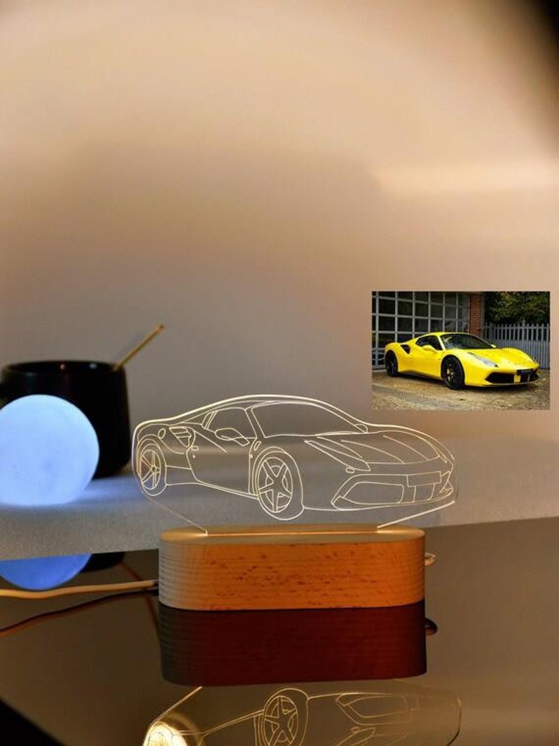 Custom 3D Car Sketch Night Light, Acrylic LED Night Light