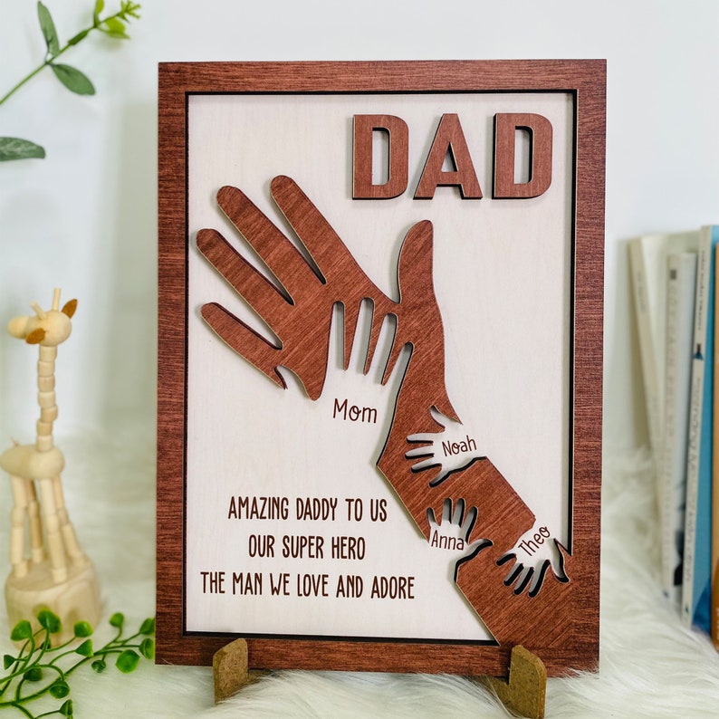 Personalized Strong Arms Fathers Day, Custom Grandpa Wooden Sign