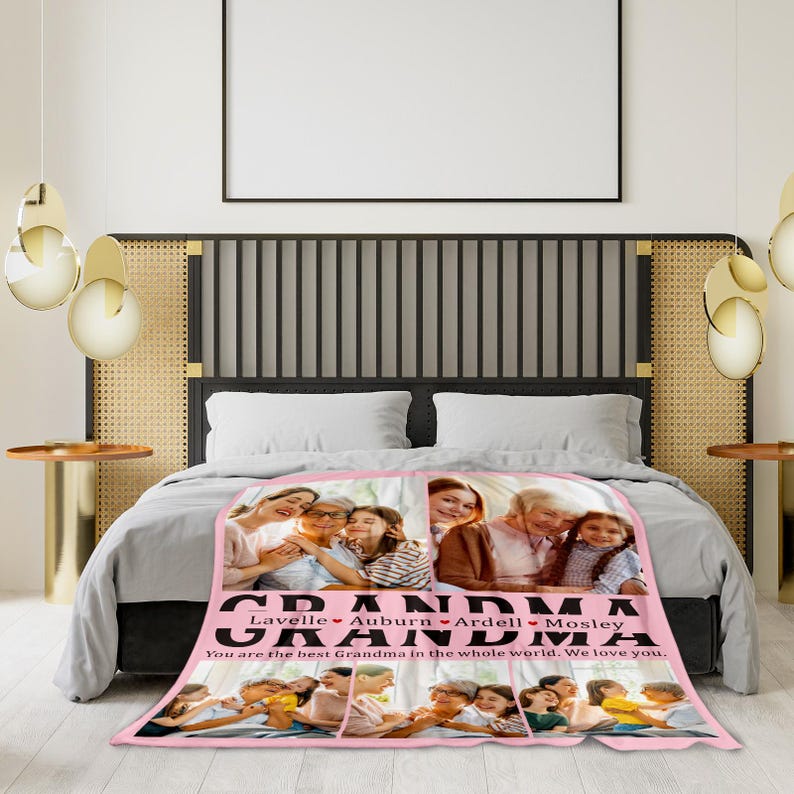 Personalized Grandma Blanket, Custom Blankets with Photos, Mothers Day Gifts