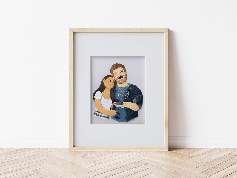 Custom Paper Portrait, Anniversary Gift, Cartoon Portrait