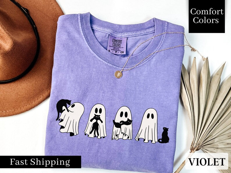 Comfort Colors Сute Ghost Cat Shirt, Ghost Cat t-shirt