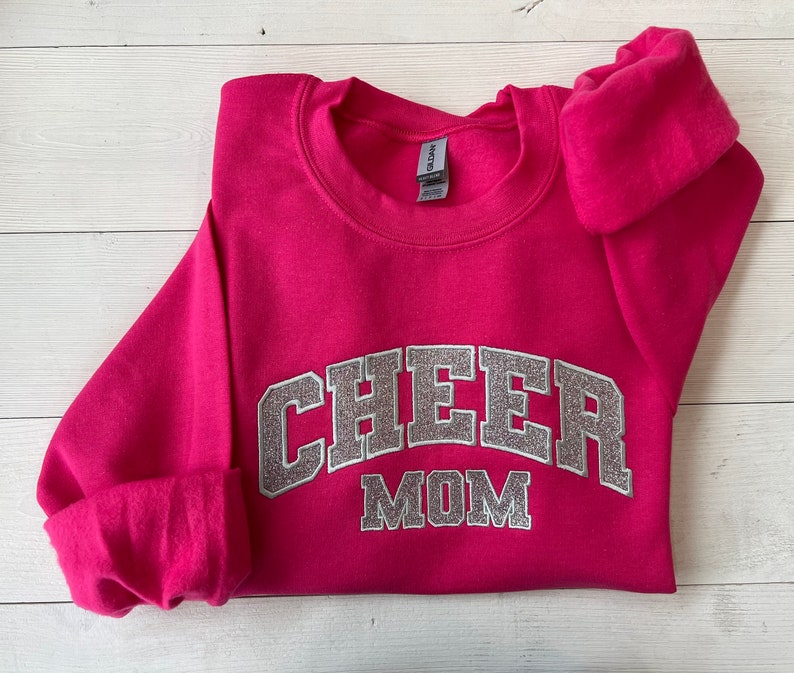 Custom Embroidered Glitter Cheer Mom Shirt