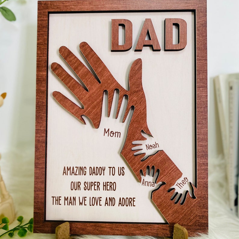 Personalized Strong Arms Fathers Day, Custom Grandpa Wooden Sign