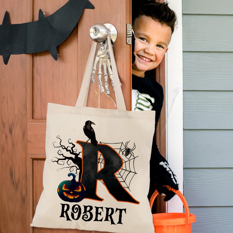 Custom Trick Or Treat Tote Halloween Bag, Candy Tote Bags Halloween Basket