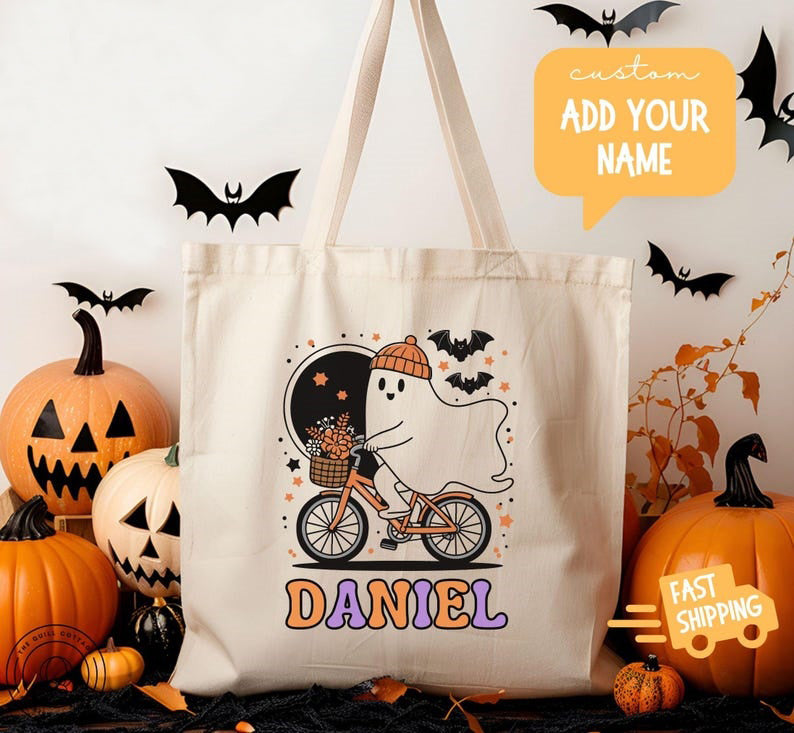 Personalized Trick or Treat Bag Halloween Bag, Halloween Tote for Kids