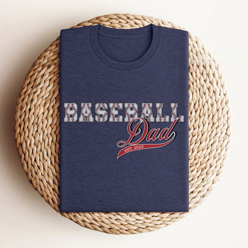 Baseball Dad T-shirt with personalized sleeve, Custom Baseball Dad shirt