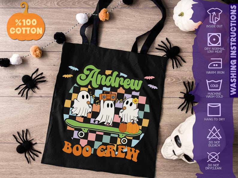 Custom Halloween Trick Or Treat Tote Bag - Candy Bags For Kids